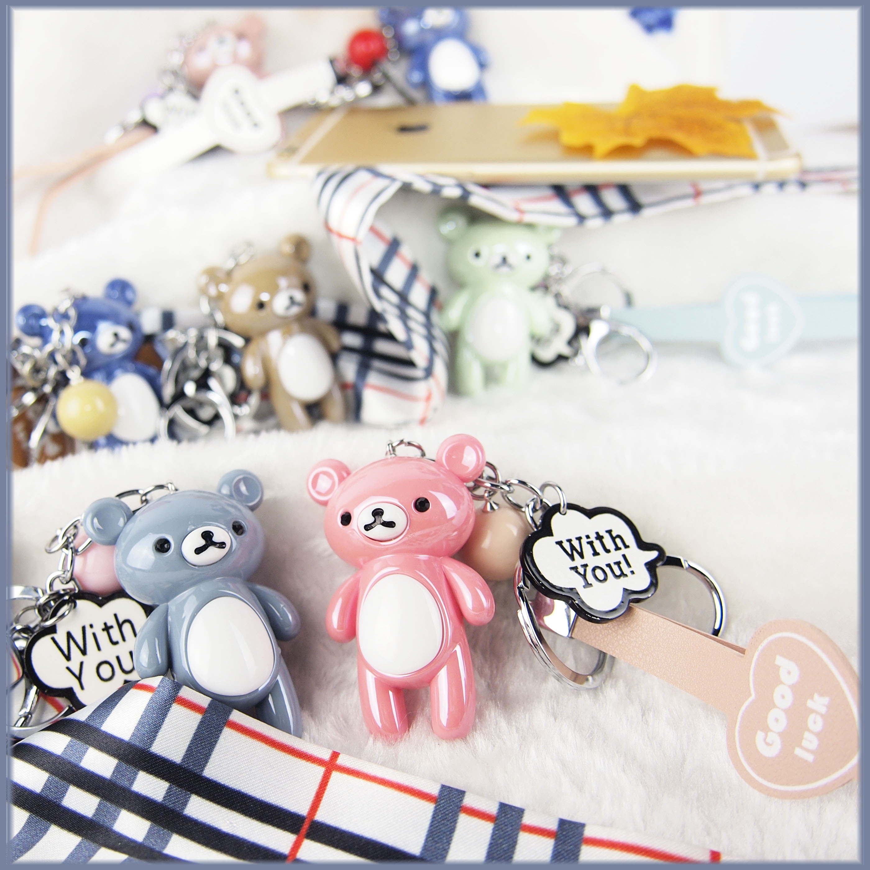 Magnificent Acrylic Bear Bag Charm Group View